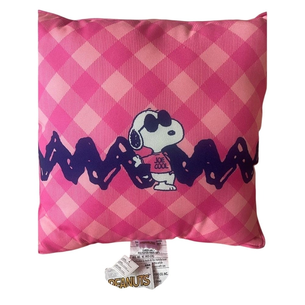 Peanuts "Joe Cool" Snoopy Pillow Accent Pink Indoor/Outdoor 15.5" GIFT NEW